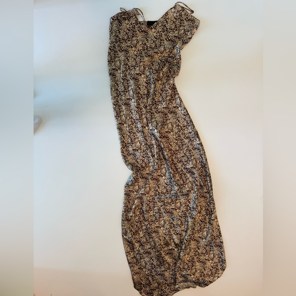 NILI LOTAN brown silk pattern dress